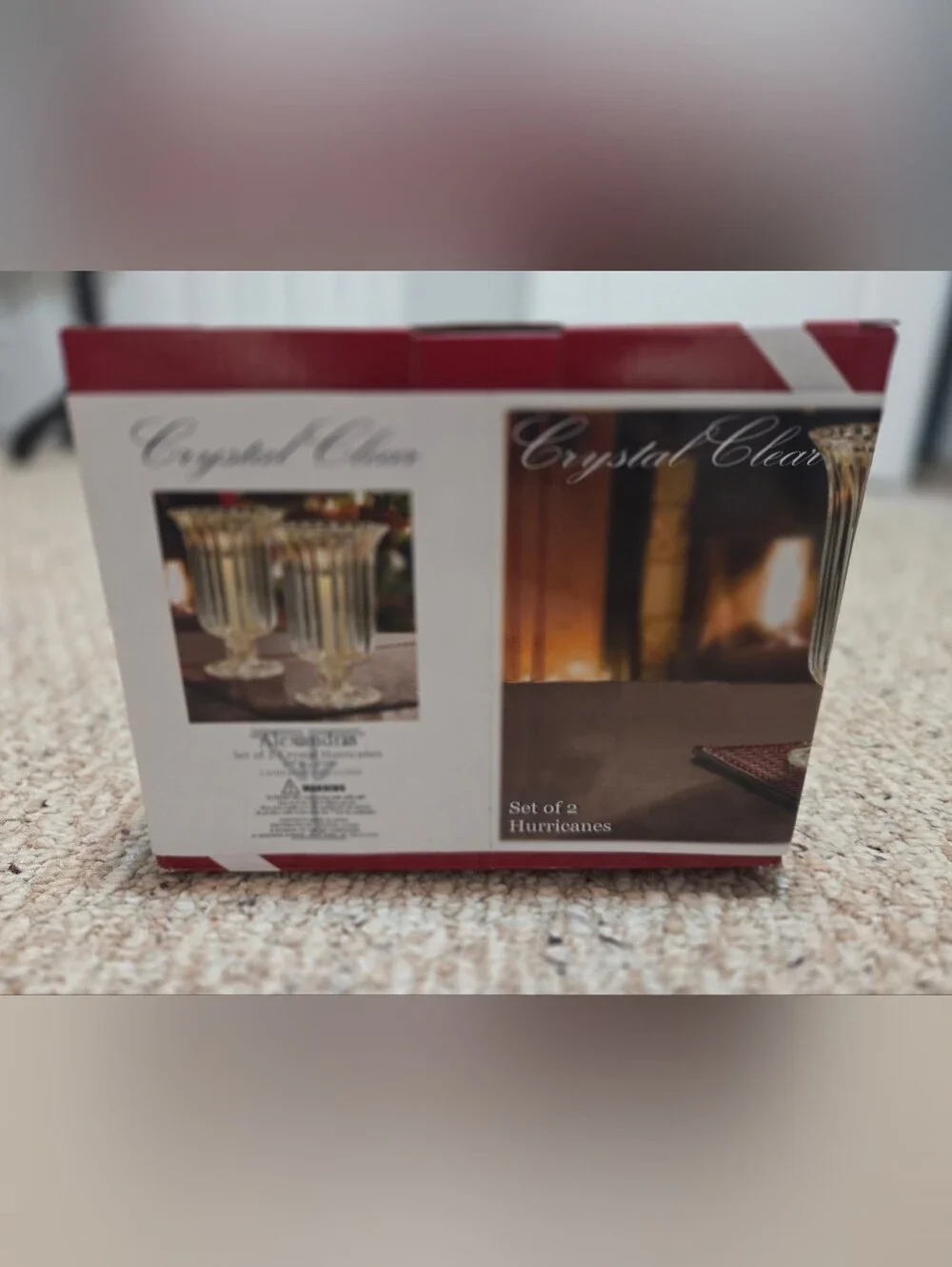 Crystal Clear Alexandria Set of 2 Glass Hurricanes - Clear